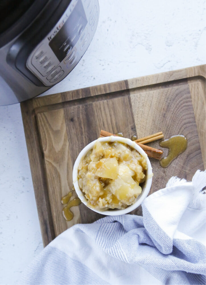 Instant Pot Apple Crisp with Salted Caramel Drizzle