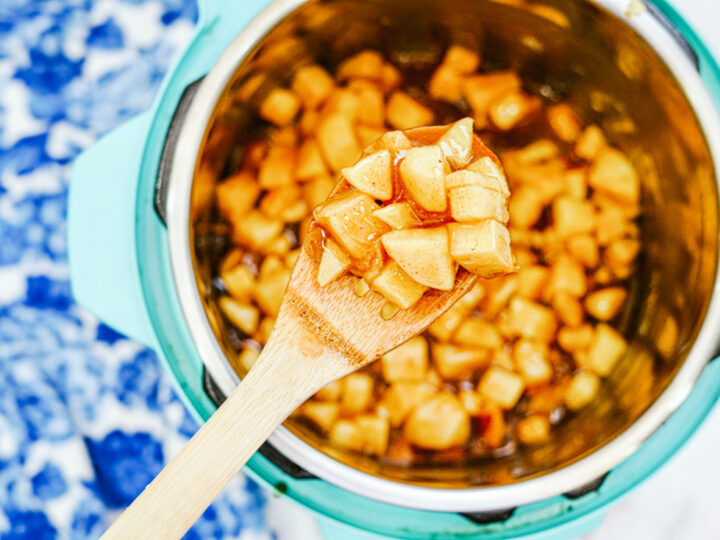 apple pie filling on a spoon