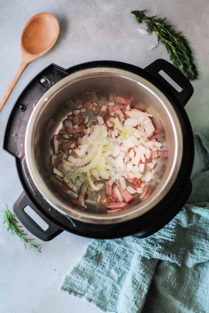 onions and ham in instant pot