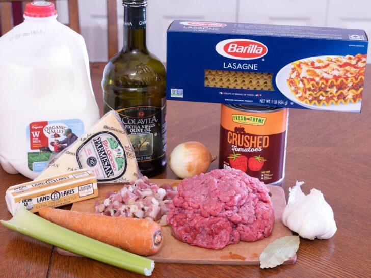 Lasagna Bolognese ingredients