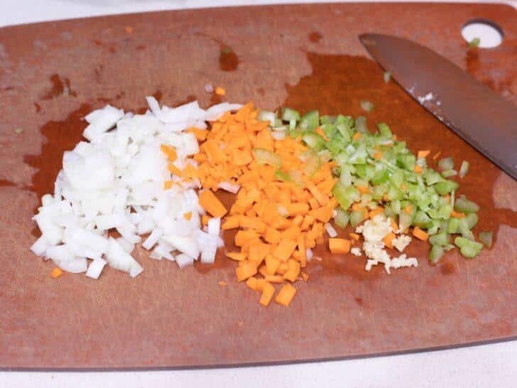 Lasagna Bolognese Cut the veggies