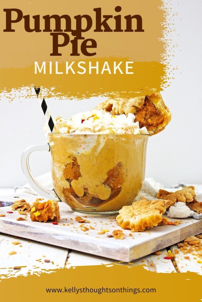 Pumpkin Pie Milkshake on a white table