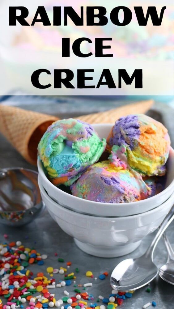 Rainbow Ice cream in a bowl