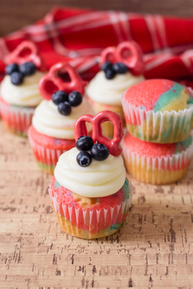 Tie Dye Patriotic Cupcakes