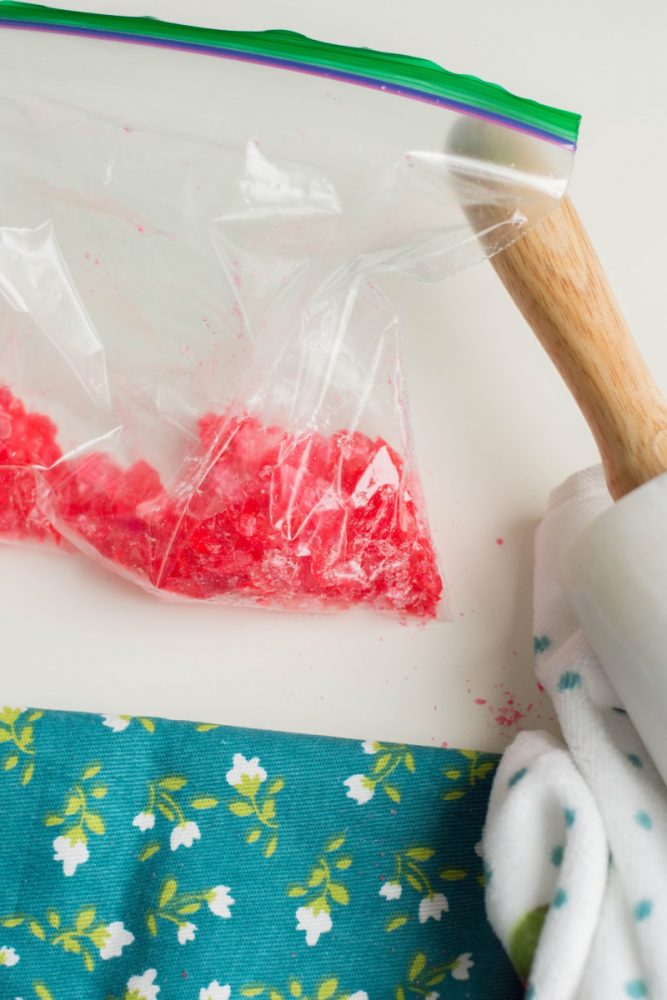 candies crushed in a bag