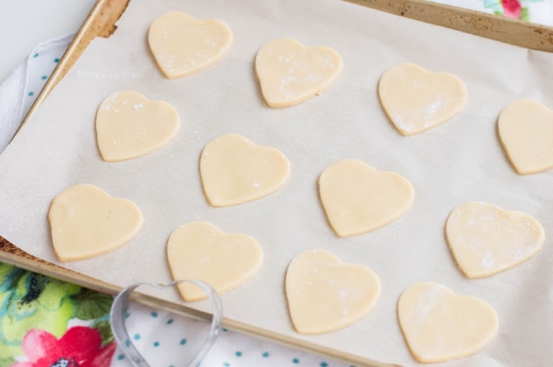 heart dough on a sheet