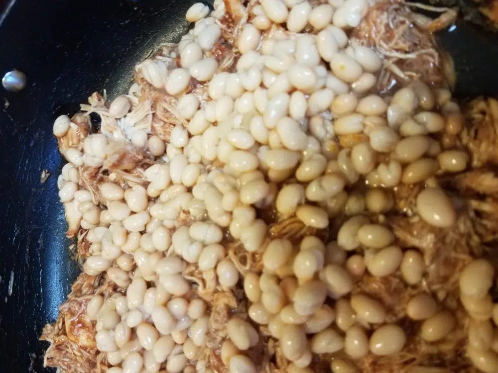 Easy Crockpot BBQ Chicken and Bean Tostada