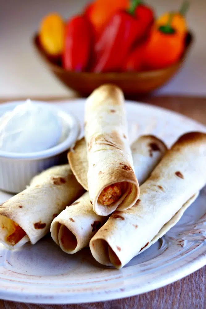 Air Fryer Rotisserie Chicken and Cheese Taquitos 