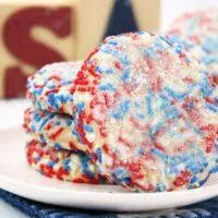 Finished Patriotic Butter Cookies with sprinkles