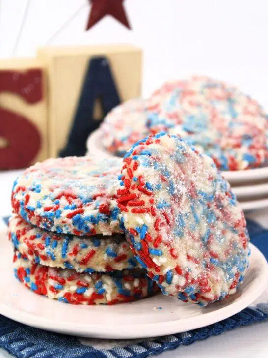 Finished Patriotic Butter Cookies with sprinkles