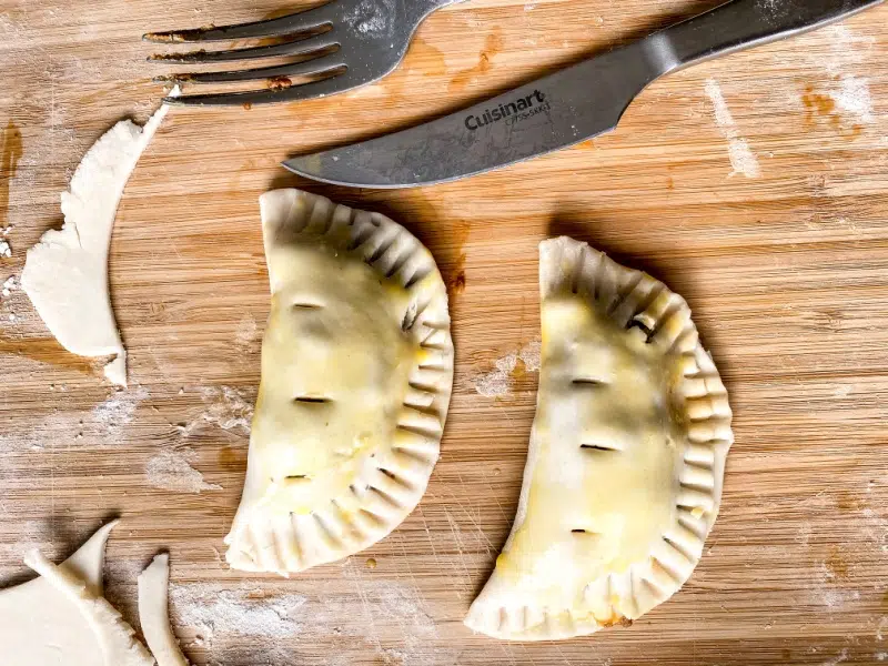 Irish Meat Pies on a wood board