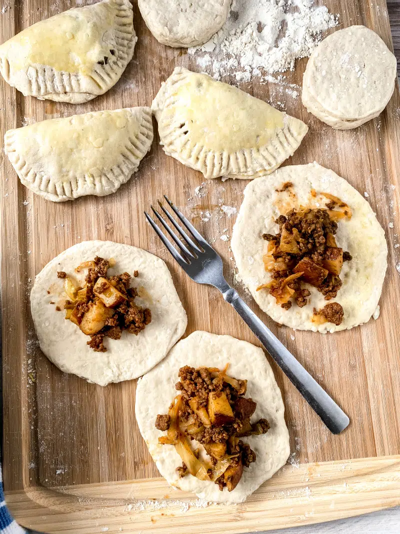 Irish Meat Pies with fork