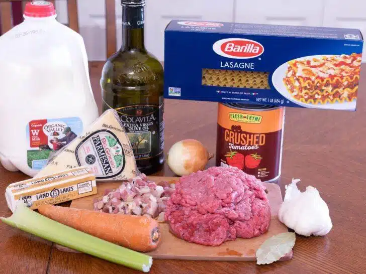 Lasagna Bolognese ingredients 