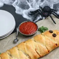 Mummy Calzone on a table