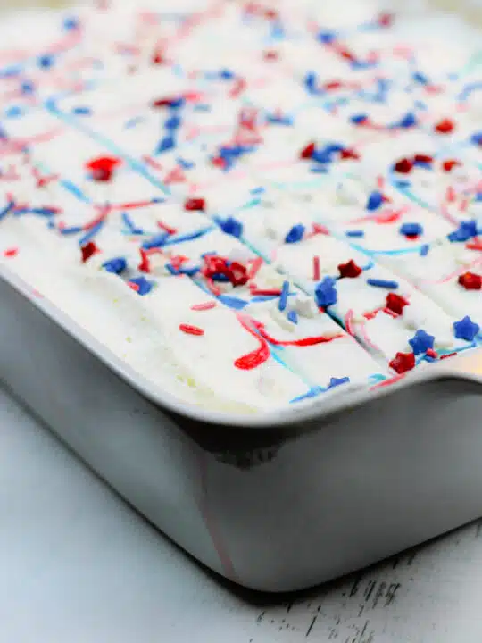 Fourth of July Red, White and Blue Poke Cake