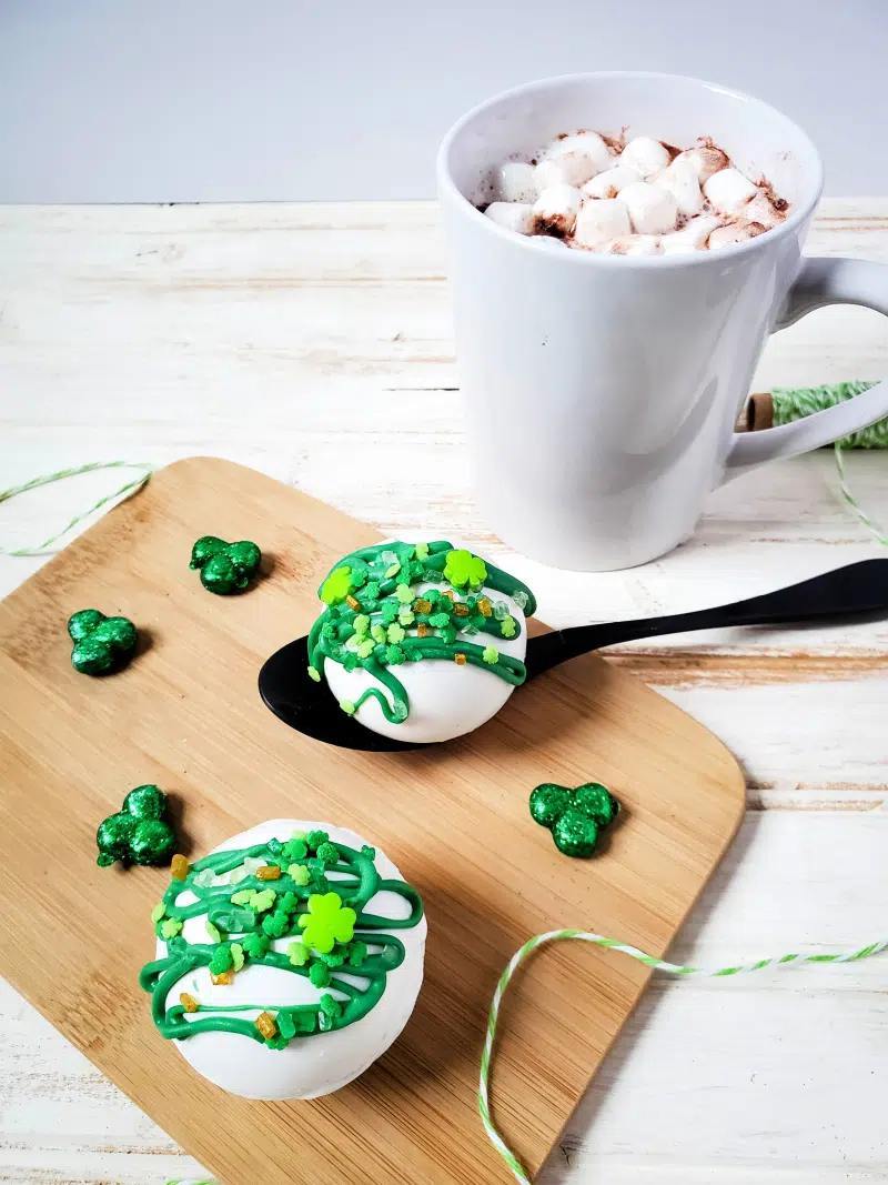 hot cocoa with green sprinkles