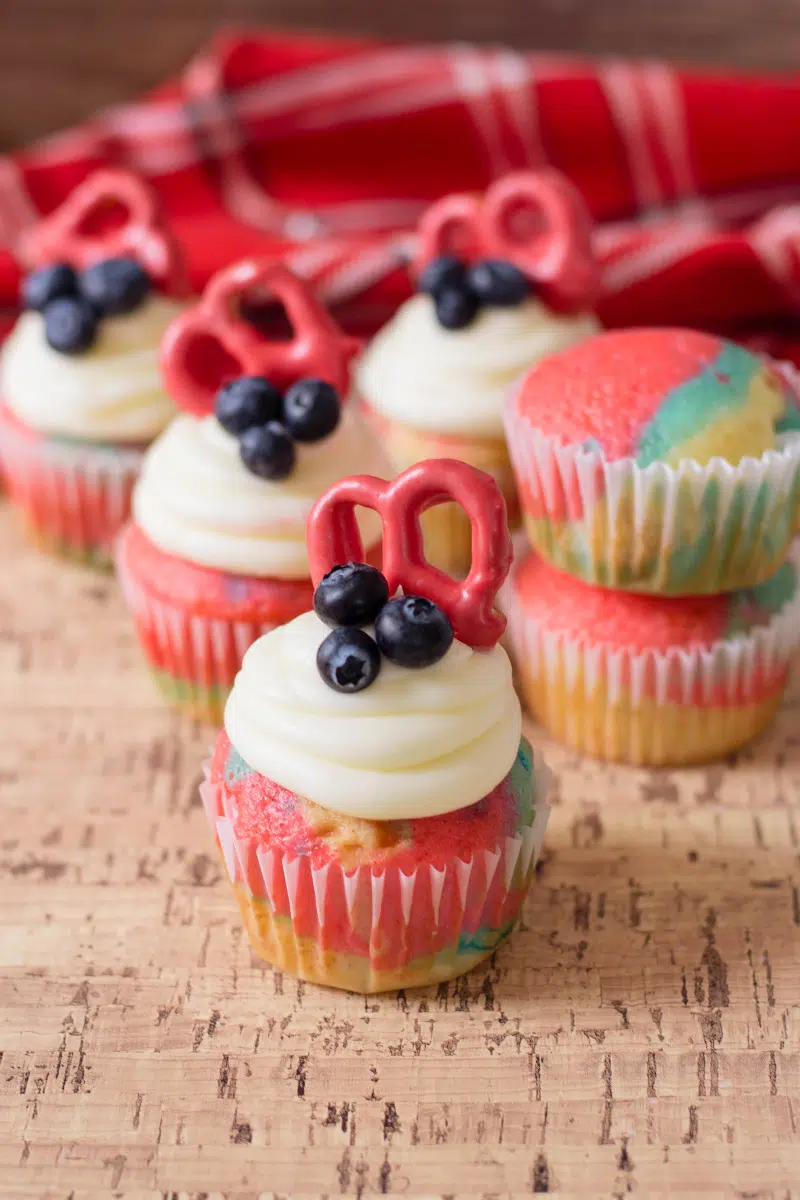 Tie Dye Patriotic Cupcakes