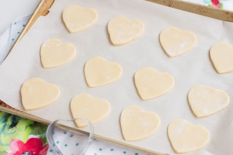 heart dough on a sheet